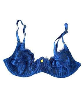 Gooseberry Intimates Dainty Royal Blue Lace Demi Underwire Bra Small NWT